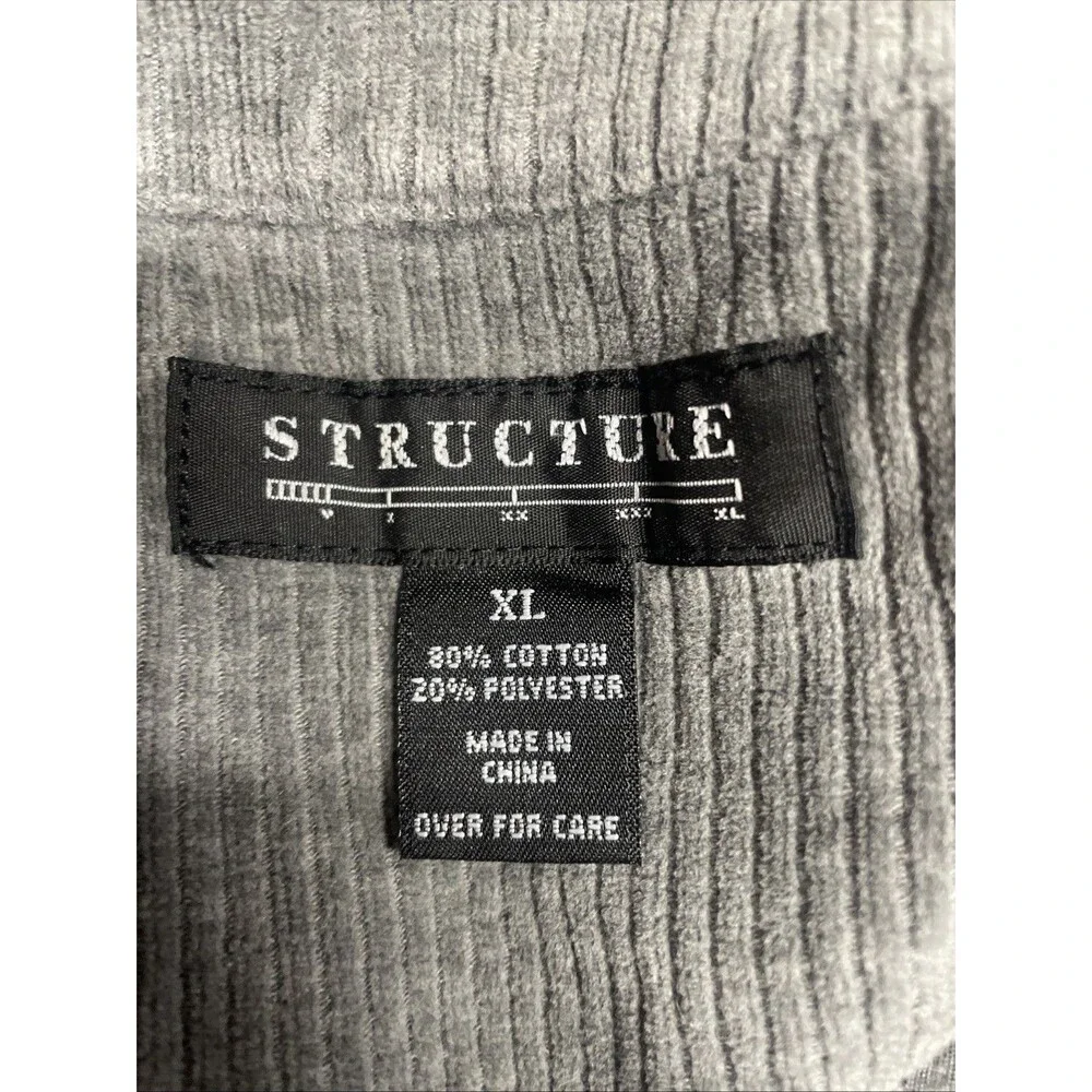 Structure Brand Men’s Grey Ribbed Corduroy Quarter-Zip Sweatshirt